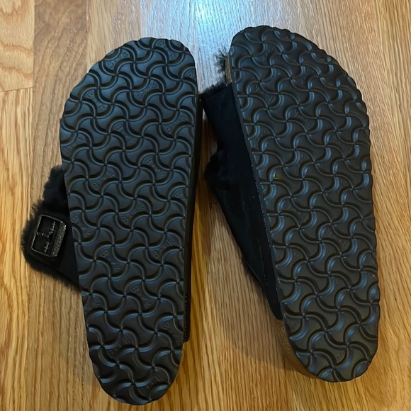 NWT Birkenstock Arizona Shearling Suede Leather Mountain View Black 11 - Picture 8 of 16